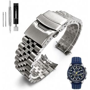 Metal Replacement Watch Band Fits Citizen Watch Models S081165 AT8020-11L AT8020-03L AT8020-54L 23mm Curved End Stainless Steel Metal Bracelet with Double Locking Clasp. in Saudi Arabia