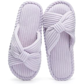 Slippers for Women Memory Foam Bow House Slippers Crossband Open Toe Slides Sandals Shoes Non-slip House Shoes in Saudi Arabia