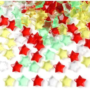 263 Pcs Colorful Acrylic Star Translucent Crystals Gem Vase Filler Ice Rocks, 3D Star Shaped Gems Xmas Easter Decorations for Table Scatter Birthday Party Wedding Arts Crafts in Kuwait