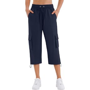 COPYLEAF Cargo Capris للنساء مع 6 جيوب خفيفة الوزن سريعة الجفاف للمشي لمسافات طويلة في الهواء الطلق السراويل الرياضية in Kuwait