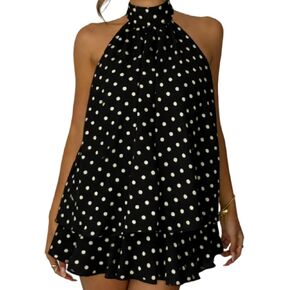 Geulis Women's 2026 Summer Halter Dresses Sleeveless Backless Layered Sundresses Mesh Ruffle Mini Dress Beach Wear in Saudi Arabia
