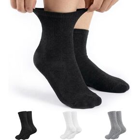 Ankle Diabetic Socks for Women & Men 6 Pairs Wide Non Binding Quarter Edema Neuropathy for Swollen Feet leg Edema Relief Seamless Loose Cushion Breathable Diabetic Socks for Men Medium Black in Saudi Arabia