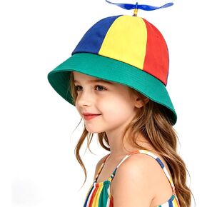Kids Cute Propeller Bucket Hat Boys Girls Adjustable UPF 50+ Wide Brim Fisherman Beach Sun Hat Funny Helicopter Clown Cap in Kuwait