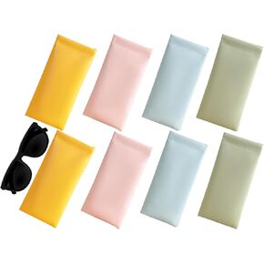 8 Pcs Leather Glasses Case, Multi-Purpose Portable Sunglasses Pouch, Crush-Resistant Glasses Organizer with Auto-Close Design for Sun Glasses/Cosmetics/Coins Storage in Saudi Arabia