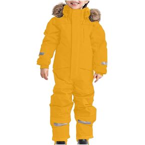 Unisex Kids Snow Suit Girls Boys Hooded Waterproof Insulated One Piece Ski Suit Warm Windproof Winter Outdoor Overalls in Saudi Arabia