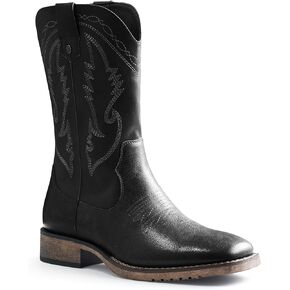 Western Cowboy Boots for Men Square Toe Slip on Country Boots with Classic Embroidered Chunky Heel Ankle Pull On Durable Boot M04 in Saudi Arabia