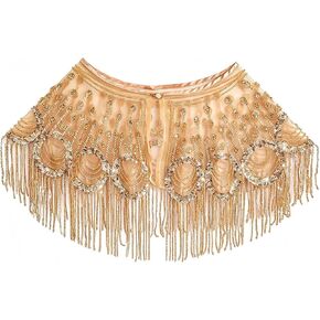 Eyibenlilan 1920s Beaded Shawl Wrap for Women, Sequin Fringe Evening Cape, Flapper Cover Up for Party, Wedding, Gatsby in Kuwait