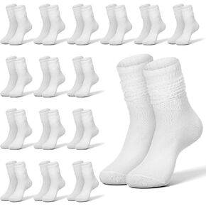 16 Pairs Slouch Socks for Women, White Scrunch Sock Retro Long Crew Sock Soft Stacked Boot Socks One Size Fits 5-11 (15 Inches) in Saudi Arabia