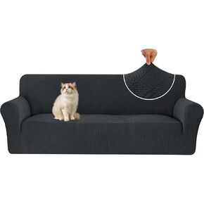 Stretch Sofa Covers for 3 Cushion Couch, Sofa Covers for Pets Washable Sofa Protector, 3 Seat Couch Slipcover with Non-Slip Elastic Bottom for Dogs (Sofa 73"-85", Dark Gray) in Saudi Arabia