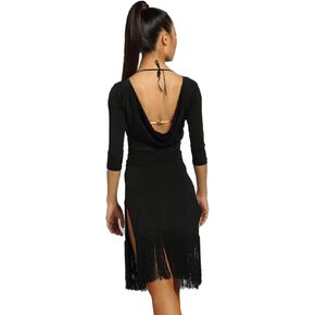 G3011 Latin Ballroom Dance Profession Backless Sides Split Tassels Swing Design Dress (Belt not Included) in Saudi Arabia