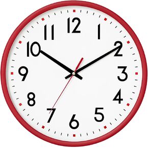 Wall Clock Battery Operated,Red,wall Clock 8Inch Silent Non-Ticking Modern Wall Clock for Living Room, Bedroom, Kitchen, Office, Classroom Decor in Saudi Arabia