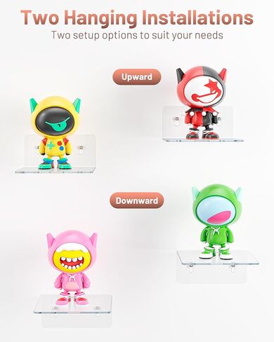 4 عبوات من أرفف الحائط الصغيرة - أرفف عائمة مقاس 4 بوصات لحواف عرض الحائط لشخصيات Funko Pop والنباتات ومكبرات الصوت وأرفف لاصقة بلاستيكية متينة أو أرفف لولبية في غرفة النوم وغرفة المعيشة والمطبخ، شفافة in Kuwait