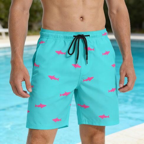 Men's Swim Trunks Shark Board Shorts Sweat Short Swimming Trunks Beach Shorts Breathable Tropical Short in Kuwait