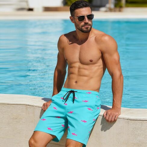 Men's Swim Trunks Shark Board Shorts Sweat Short Swimming Trunks Beach Shorts Breathable Tropical Short in Kuwait