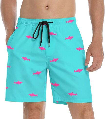 Men's Swim Trunks Shark Board Shorts Sweat Short Swimming Trunks Beach Shorts Breathable Tropical Short in Kuwait