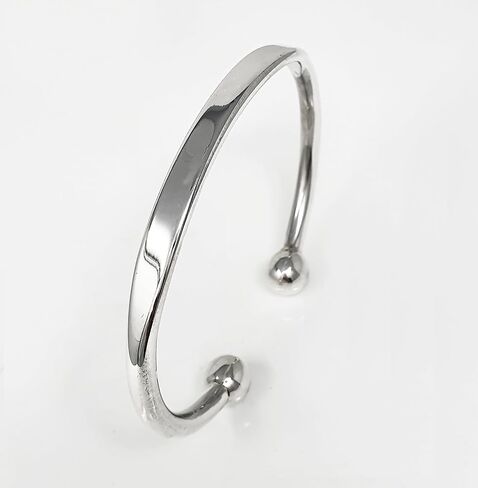VN Jewelry Mens Silver Bangle Bracelet - Solid 925 Sterling Silver Torque Bangle for Men - Plain Silver Bracelet For Men Gift for him in Saudi Arabia