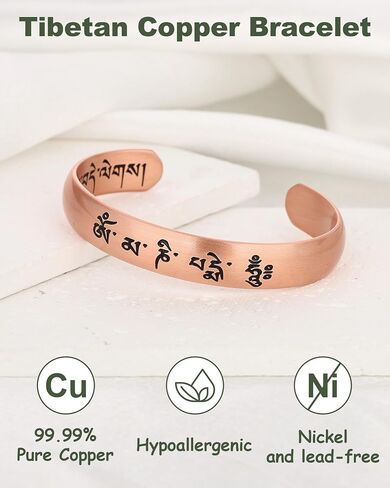MagEnergy Copper Bracelet for Men Women, Tibetan 100% Pure Copper Bracelet, Real Raw Handmade Buddhist Pulsera de Cobre in Saudi Arabia