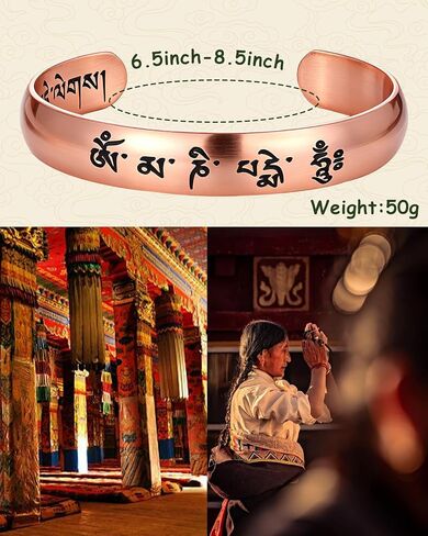 MagEnergy Copper Bracelet for Men Women, Tibetan 100% Pure Copper Bracelet, Real Raw Handmade Buddhist Pulsera de Cobre in Saudi Arabia