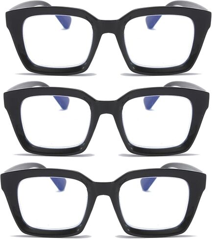 DXYXYO 3 Pack Retro Oversized Reading Glasses for Women Men Fashion Square Blue Light Blocking Computer Reader in Saudi Arabia