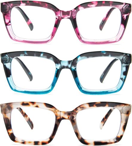 DXYXYO 3 Pack Retro Oversized Reading Glasses for Women Men Fashion Square Blue Light Blocking Computer Reader in Saudi Arabia