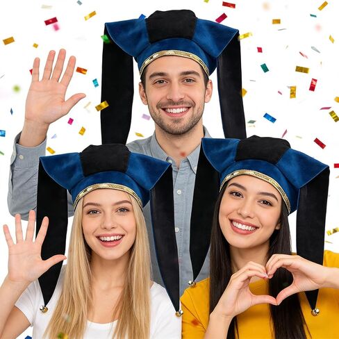 قبعة كامدوم جيستر مع أجراس باللونين الأسود والأحمر هارليكوين قبعة كذبة كرنفال القرون الوسطى للهالوين زي إكسسوار للبالغين in Kuwait