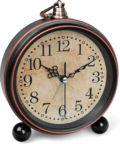 Vintage Alarm Clock, 5 Inch Silent Non-Ticking Battery Operated Small Clock, Classic Old School Retro Analog Alarm Clock Decor for Bedroom Bedside, Mantel, Shelf, Desktop in Kuwait