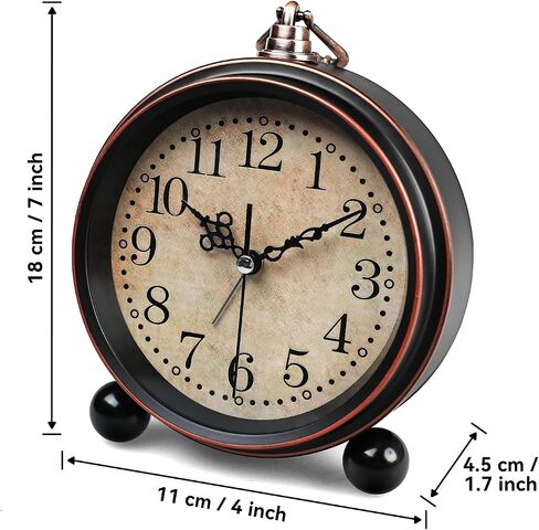 Vintage Alarm Clock, 5 Inch Silent Non-Ticking Battery Operated Small Clock, Classic Old School Retro Analog Alarm Clock Decor for Bedroom Bedside, Mantel, Shelf, Desktop in Kuwait