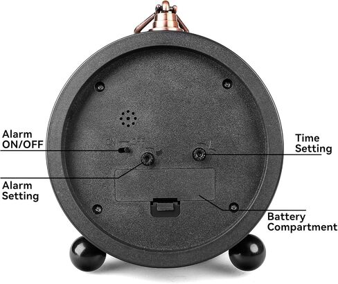Vintage Alarm Clock, 5 Inch Silent Non-Ticking Battery Operated Small Clock, Classic Old School Retro Analog Alarm Clock Decor for Bedroom Bedside, Mantel, Shelf, Desktop in Kuwait