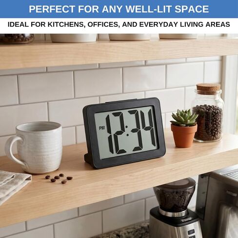 Digital Clock Large Display Battery Operated | Easy Read 2.5" LCD Alarm Clock with On Demand Backlight, 12/24 Hour, Small Desk Clock for Office Kitchen Bedroom in Saudi Arabia