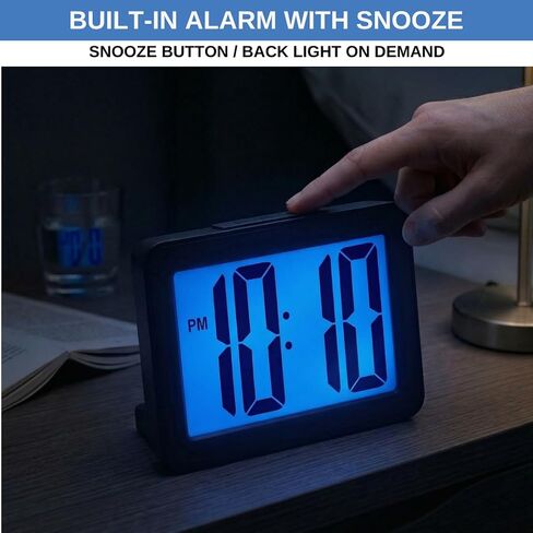 Digital Clock Large Display Battery Operated | Easy Read 2.5" LCD Alarm Clock with On Demand Backlight, 12/24 Hour, Small Desk Clock for Office Kitchen Bedroom in Saudi Arabia