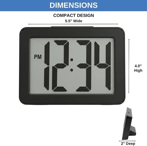 Digital Clock Large Display Battery Operated | Easy Read 2.5" LCD Alarm Clock with On Demand Backlight, 12/24 Hour, Small Desk Clock for Office Kitchen Bedroom in Saudi Arabia