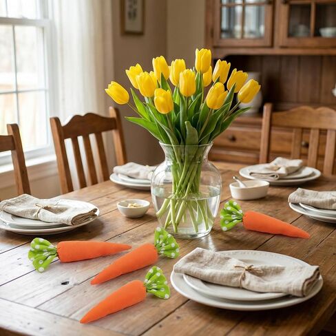 DECHOUS 4Pcs Easter Fabric Carrot Decoration - Small Carrot Ornaments for Tiered Tray Decor, Easter Baskets Stuffers, Rustic Spring Home Decor, Tree Hanging - 5.7x2 Inch in Kuwait