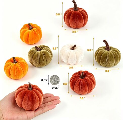 FJAKA 12 Pcs Velvet Pumpkin Mini Decor, Artificial Small Foam Pumpkins Fall Thanksgiving Home Table Indoor Decorations in Saudi Arabia