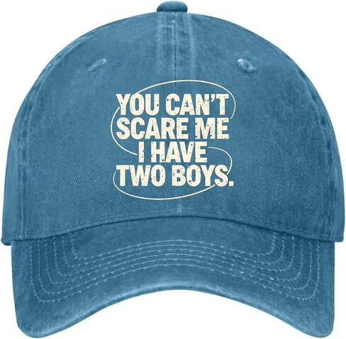 You Can't Scare ME I Have Two Boys Hat for Men Trendy Washed Distressed in Kuwait