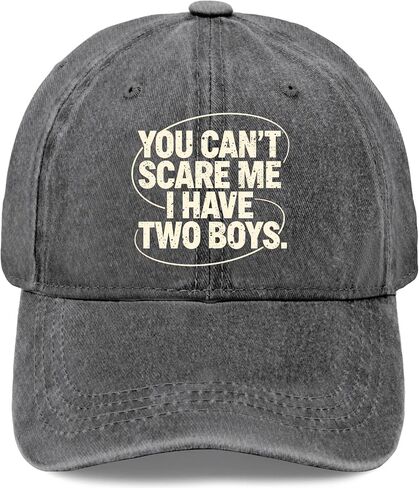 You Can't Scare ME I Have Two Boys Hat for Men Trendy Washed Distressed in Kuwait