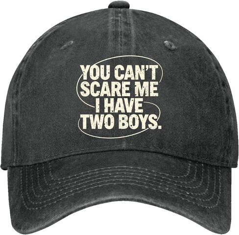 You Can't Scare ME I Have Two Boys Hat for Men Trendy Washed Distressed in Kuwait