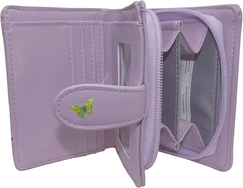 Shag Wear Kitten Garden محفظة صغيرة من الجلد الصناعي النباتي بتصميم زهور القطة محفظة مدمجة مع فتحات للبطاقات ونافذة لبطاقة الهوية وجيب للعملات المعدنية بسحاب 4.5 بوصة أرجواني in Kuwait