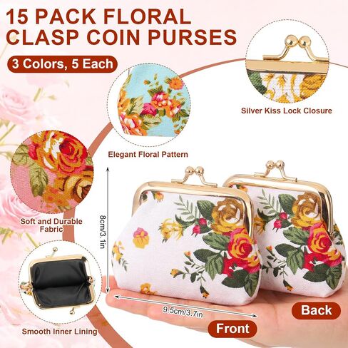 30 Pcs Tea Party Favors for Women Vintage Floral Gifts Bulk Flower Coin Purse Change Wallets and Compact Pocket Mirror Set Indian Pooja Return Gift for Wedding Women(Gold Edge) in Kuwait