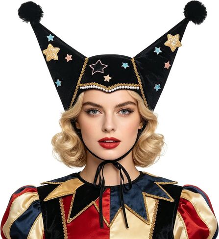 GRACEART Colorful Jester Clown Hat for Adults Carnival Circus Costume Accessory Halloween Party Dress-Up Hats in Kuwait