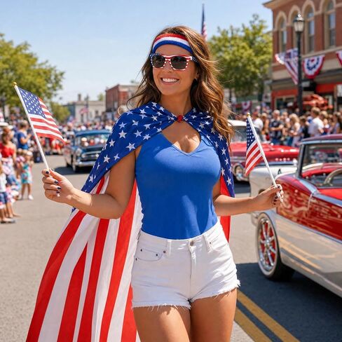 American Flag Costume Cape 4th of July 250 anniversary Patriotic Costume Accessories Set, Flag, Cape, Headband in Saudi Arabia