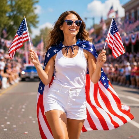 American Flag Costume Cape 4th of July 250 anniversary Patriotic Costume Accessories Set, Flag, Cape, Headband in Saudi Arabia