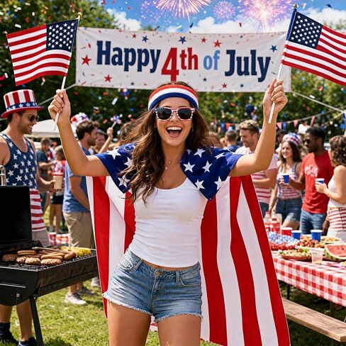 American Flag Costume Cape 4th of July 250 anniversary Patriotic Costume Accessories Set, Flag, Cape, Headband in Saudi Arabia