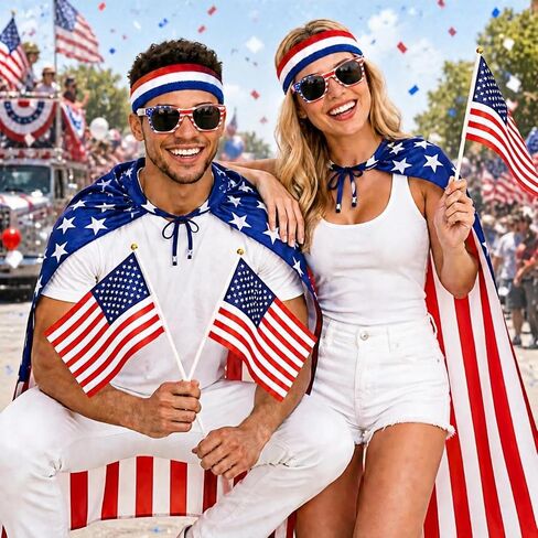 American Flag Costume Cape 4th of July 250 anniversary Patriotic Costume Accessories Set, Flag, Cape, Headband in Saudi Arabia