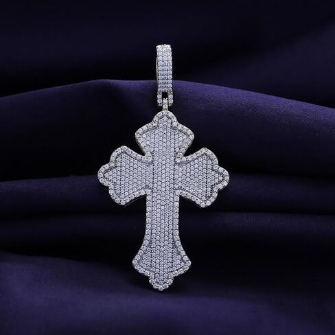 Cross Pendant for Men 2 3/4 Cttw Round Natural or Lab Grown Diamond Christian Religious Faith Pendant in 10K Solid Gold and 925 Sterling Silver Jewelry for Him in Saudi Arabia