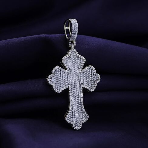 Cross Pendant for Men 2 3/4 Cttw Round Natural or Lab Grown Diamond Christian Religious Faith Pendant in 10K Solid Gold and 925 Sterling Silver Jewelry for Him in Saudi Arabia