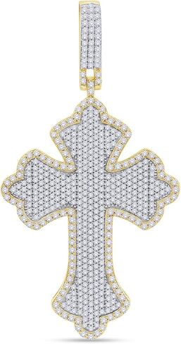 Cross Pendant for Men 2 3/4 Cttw Round Natural or Lab Grown Diamond Christian Religious Faith Pendant in 10K Solid Gold and 925 Sterling Silver Jewelry for Him in Saudi Arabia