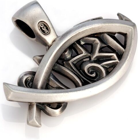 Bico 'Ichthys' Satin Silver Finished Jesus Pendant (E322) in Kuwait