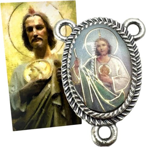 Westmon Works St Jude Rosary Centerpiece Set Italian Metal Center with Saint Prayer Holy Card in Kuwait