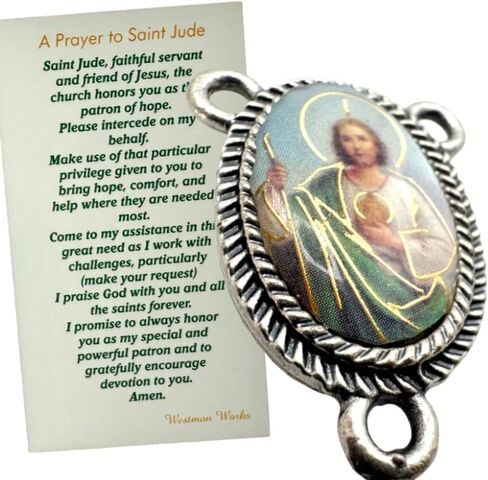 Westmon Works St Jude Rosary Centerpiece Set Italian Metal Center with Saint Prayer Holy Card in Kuwait