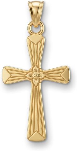 CROSS + CROWN Premium 14K Yellow Gold Cross Pendant, Durable Double-Bonded 14K Pendant for Necklace, Women & Mens Gold Cross for Chain, Handcrafted Religious Jewelry in the USA, 1.25" in Saudi Arabia
